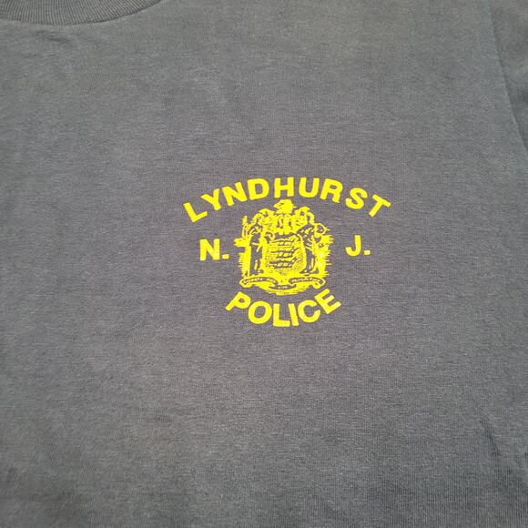 Vintage 80s Lyndhurst NJ Police T-Shirt Mens Large USA Made Single Stitch 50/50 - Picture 2 of 11
